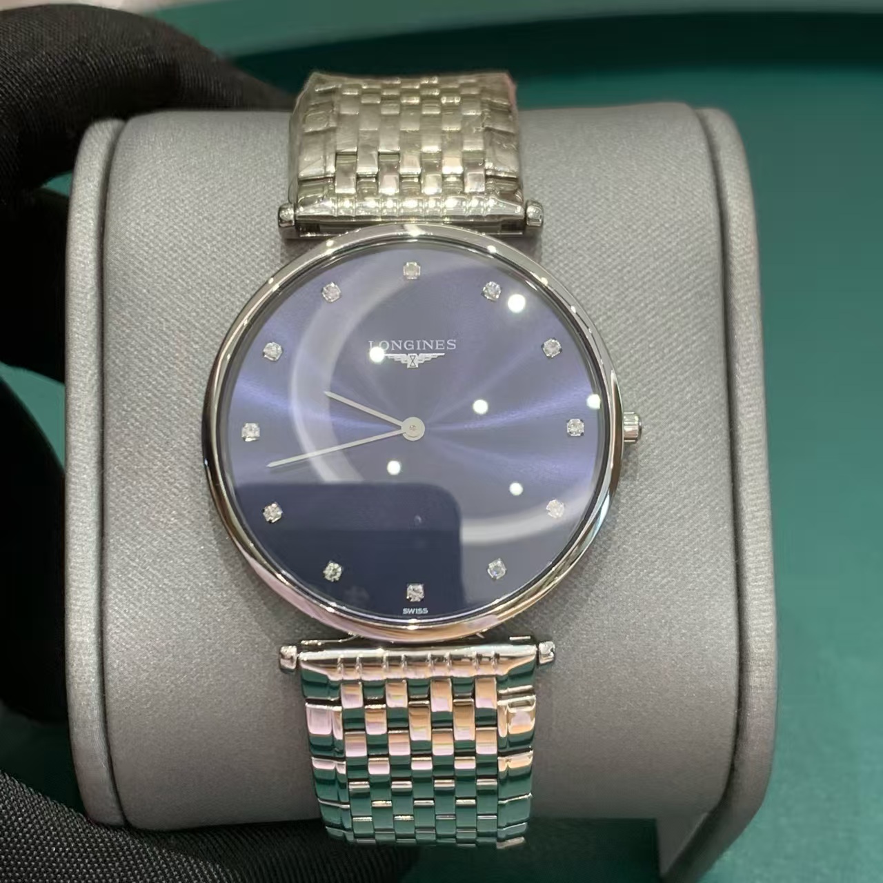 好价9.8新 浪琴嘉岚系列精钢石英腕表36MM钻石男表L4.755.4.97.6