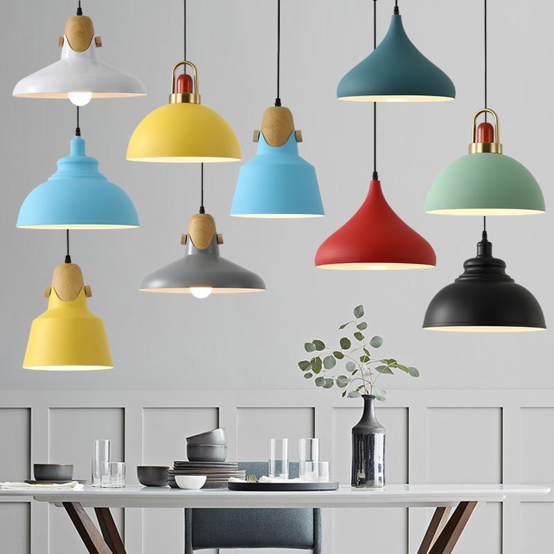 北欧餐厅灯具小红书创意单头马卡龙吊灯罩饭奶茶店火锅饭商用吊灯