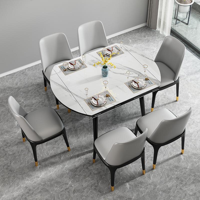 岩9C板轻奢变圆餐桌椅组合小户型多方功能电磁F769T89S炉变形折叠