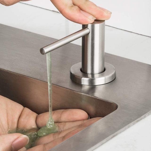 实心不锈钢皁液器厨房水槽用洗洁精按压器可配瓶子加液漏斗洗涤剂