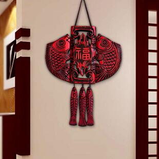玄关门上装饰品挂件创意入户门口墙面中式鱼卧室床头入户墙上挂饰