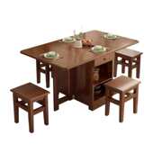 全实木整装 折叠餐桌小户型家用饭桌12人餐桌椅组合简约可多功能桌