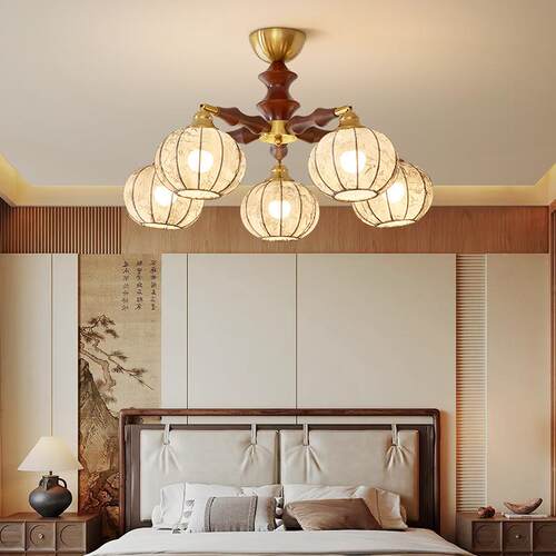 宋代美学客厅吊灯新款法式复古布艺中古风卧室餐厅民宿灯中山灯具