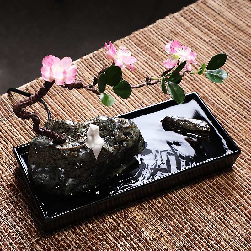 中式创意流水喷泉摆件客厅办公室桌面小假山流水器开业送礼装饰品