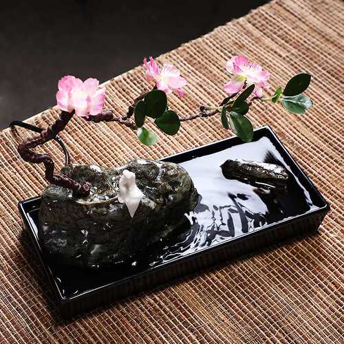 中式创意流水喷泉摆件客厅办公室桌面小假山流水器开业送礼装饰品