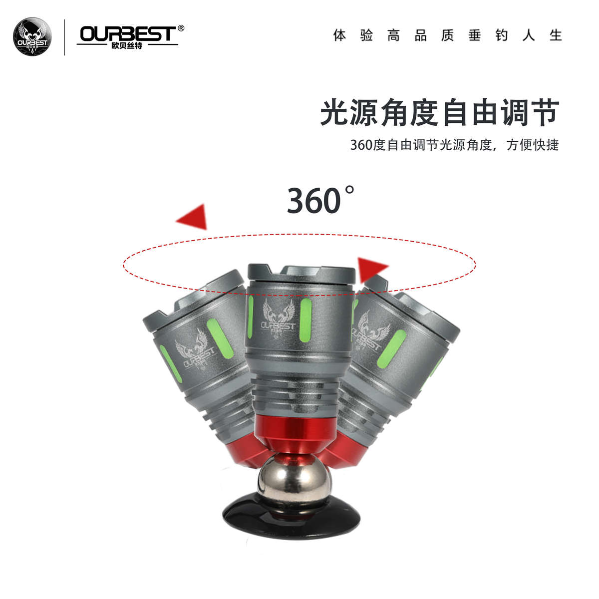 欧贝丝特筏钓竿稍灯可调光调焦杆稍灯3w瓦伐钓诱鱼灯USB钓鱼灯