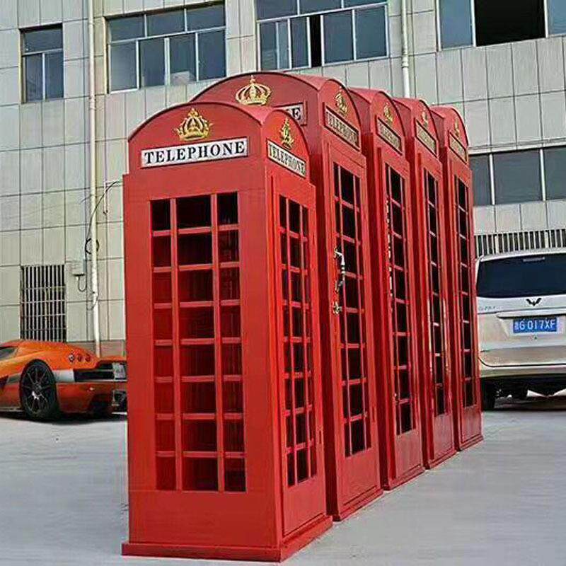 复古英伦风大电话亭模型摆件酒吧陈列展示储物柜家居软装饰品