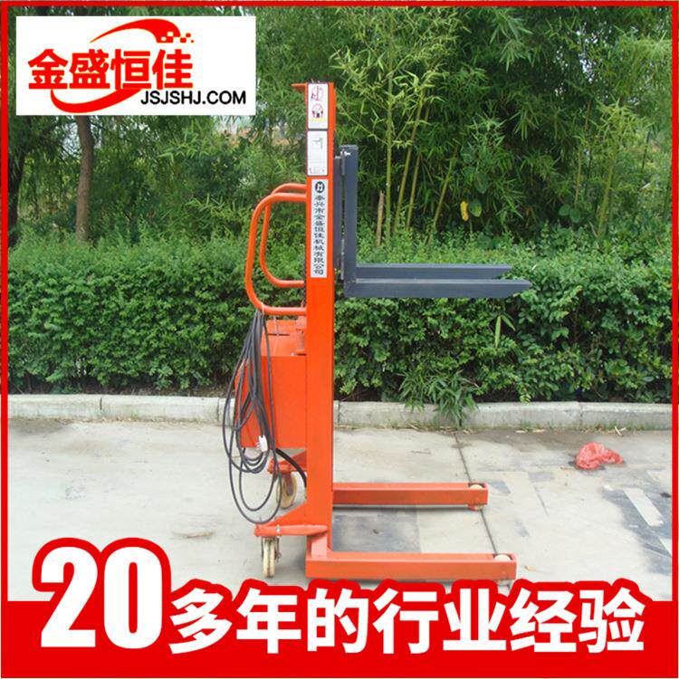 厂家供应 简易半电动 插电式电动液压堆高车 电动升高车 装卸车