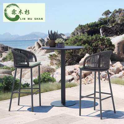 北LMS-332户台外吧椅露天休闲网红酒吧高脚凳室外藤椅编餐厅咖啡