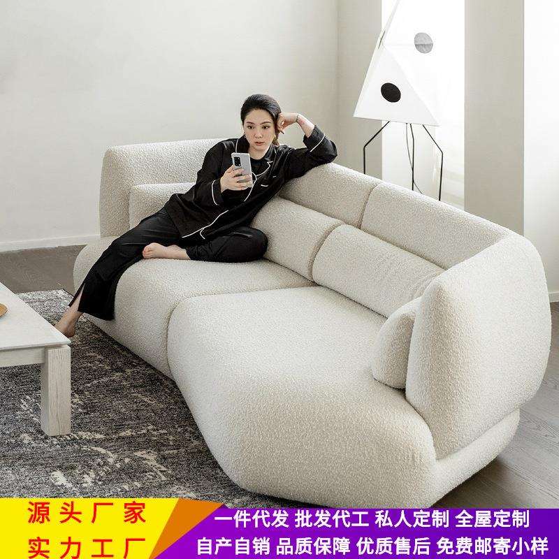 法式奶油风柳月儿沙发客厅设计师样板间酒店民宿布艺三人外贸沙发