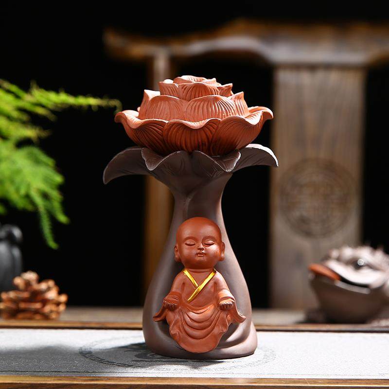 正品紫茶漏创意和尚摆件小爱猪功夫茶道配可件陶瓷茶台砂泡茶过滤