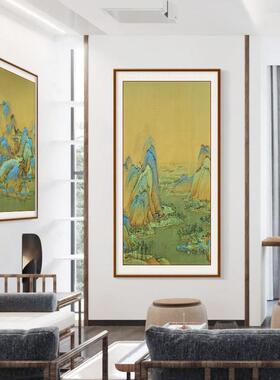 网红新式玄关山画竖水版山中国饰风挂画中式靠装画走中廊办公室挂