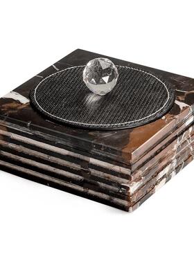 现代轻奢天然大理石收纳盒样板间售楼处酒店会所桌面摆件软装饰品