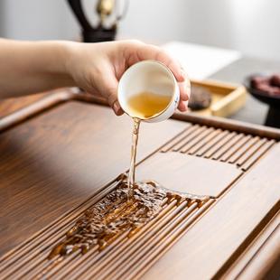ฅ整块茶盘竹制实木家用排水小型干泡茶台办公室简易功夫电木款