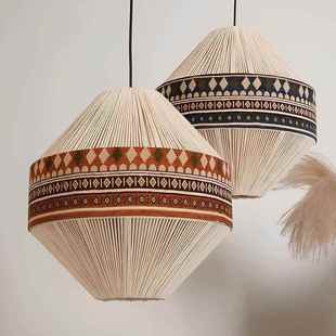 创意灯民族风波西米亚手工麻绳布艺吊灯客厅卧室阳光房别墅灯具