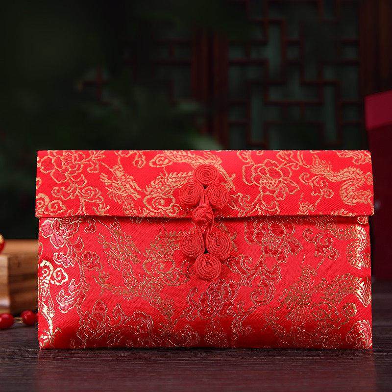 包邮礼金袋创意手工婚庆新年布艺结婚万元大红色包 利是封6万3万1