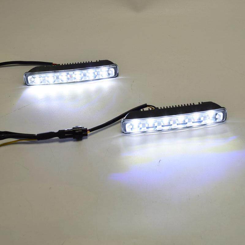 适用于日行灯双色白黄6LED防水通用日行灯带转向流水日间行车灯