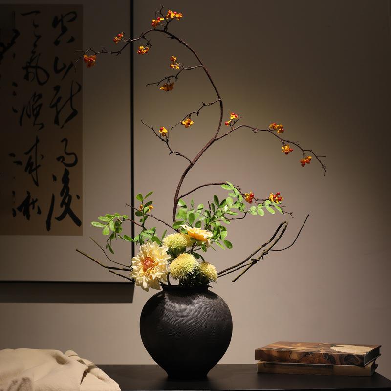 宋代美学禅意陶瓷花瓶摆设假花仿真花玄关中古风摆件