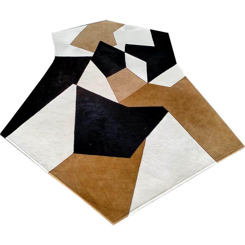 网红北欧卧室奢华巴西牛皮地毯简约客厅书房家用拼接牛皮地垫定制