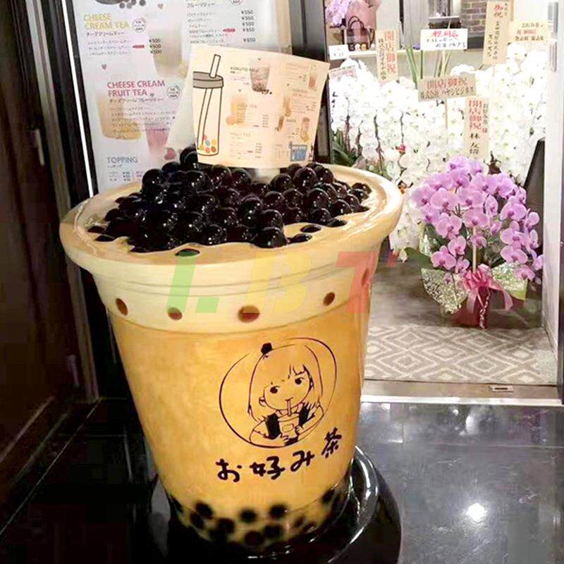 龙岗区力必特网红店奶茶咖啡杯商场户外摆设模型仿真玻璃钢雕塑