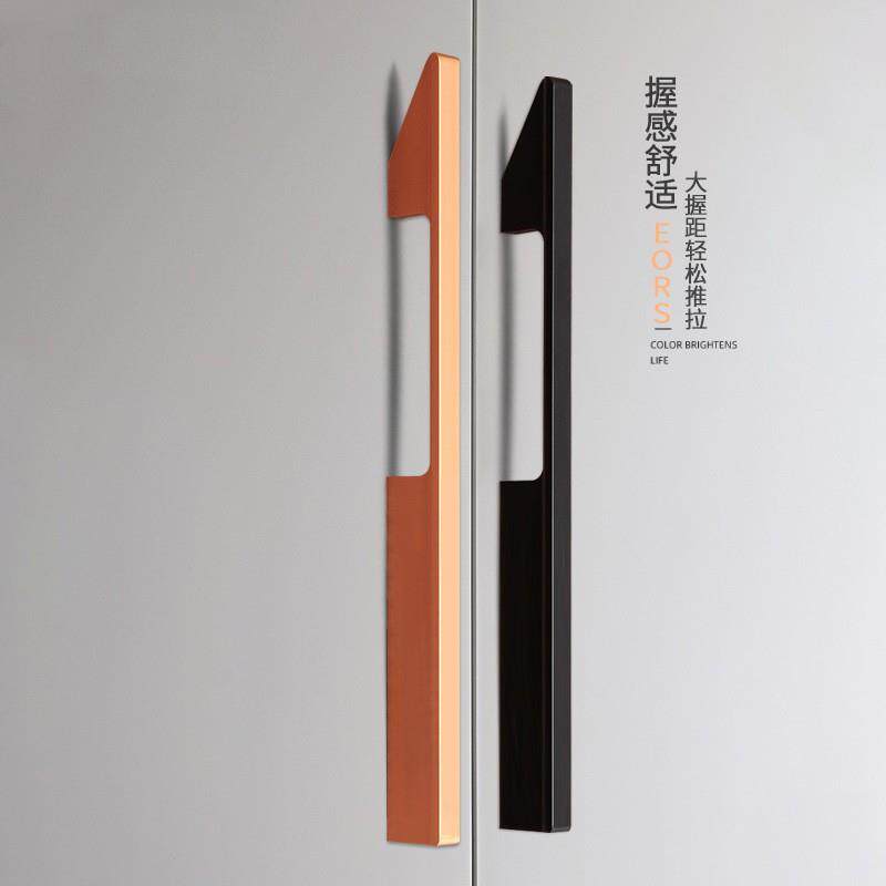 新款直销铝合金柜门斜头拉手哑黑/金橱柜门抽屉加长门把手 五金件