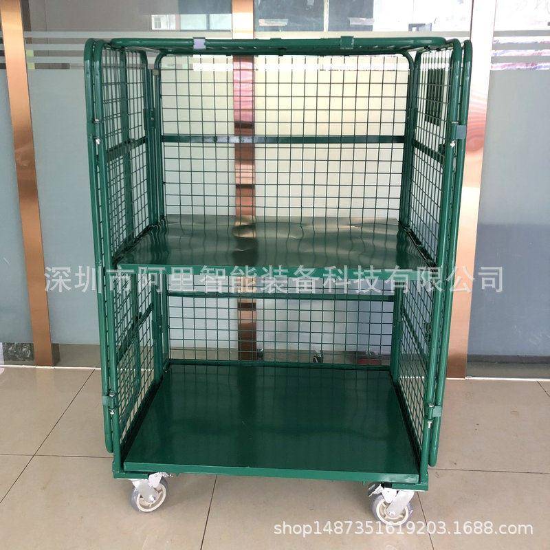 网格物流台车物流快递分拣笼车快递台车折叠式周转小推车搬运笼车