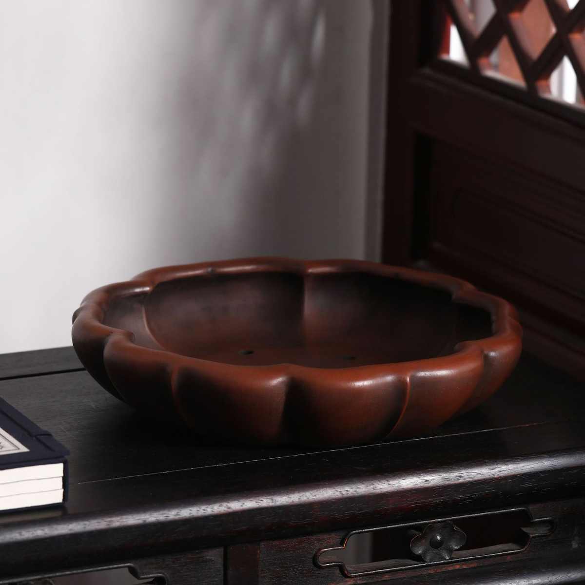 异形盆盆紫砂造型盆栽盆古朴古风盆景盆手工南蛮创意浅花盆盆