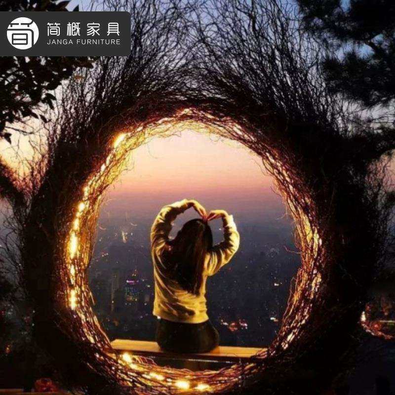 户外别墅藤编吊篮露天网红民宿打卡景区吊篮拍摄道具创意圆形鸟巢
