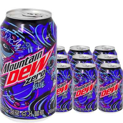 整箱24罐 韩国进口Mountain DEW激浪树莓味碳酸饮料 无糖零卡汽水