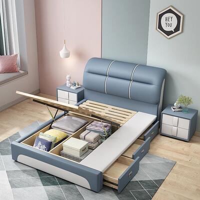 成1人单人床1米2女孩男儿童床男小户型现代简约.9852童m孩卧室储