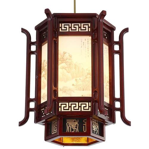 新中式餐厅火锅店灯笼小吊灯吧台复式楼梯别墅工程仿古中国风宫灯