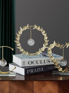 2025年新款客厅摆件旺宅摆件北欧创意铁艺水晶球艺术轻奢酒柜玄关