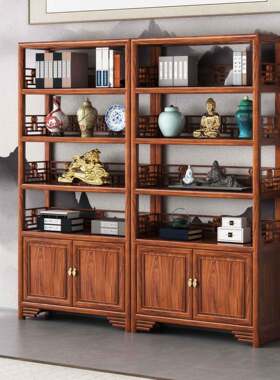 货架架子博古架实木中式书架茶叶架壶茶架子置物架茶叶店展示架J*
