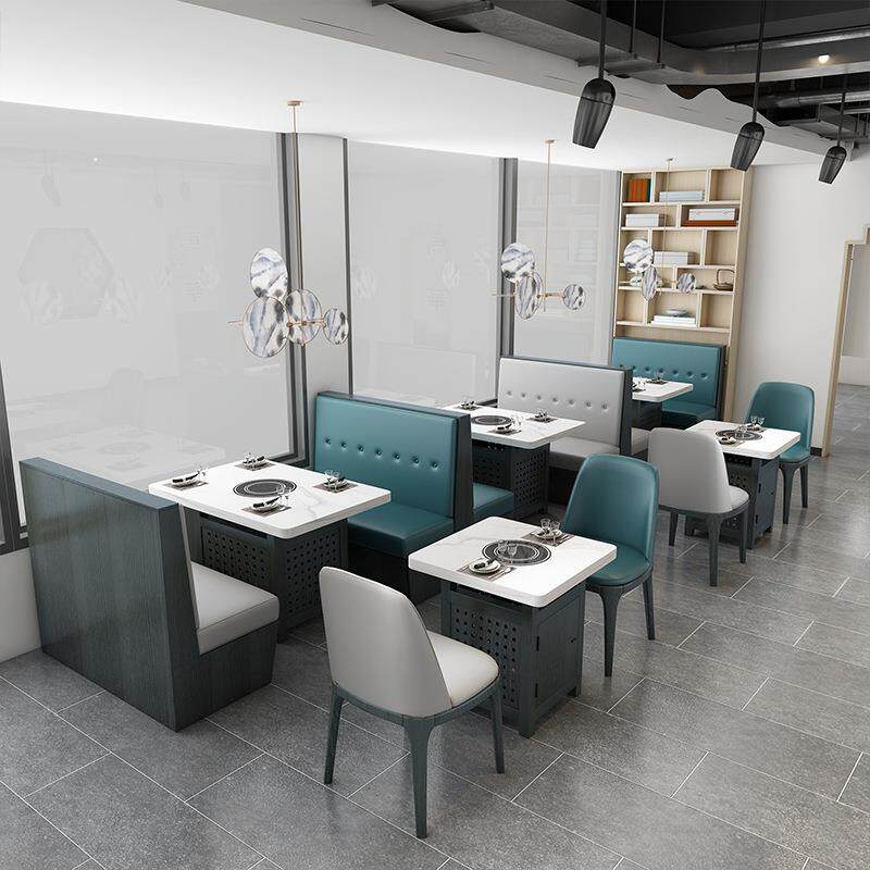 工厂直销大理石实木火锅桌椅实木火锅店卡座沙发餐饮餐厅饭店桌椅