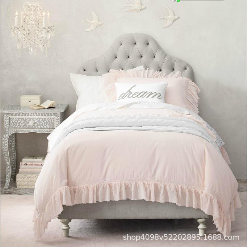 美式乡村现代简约单人床双人床儿童床男女孩床1米1.2m布艺软包床