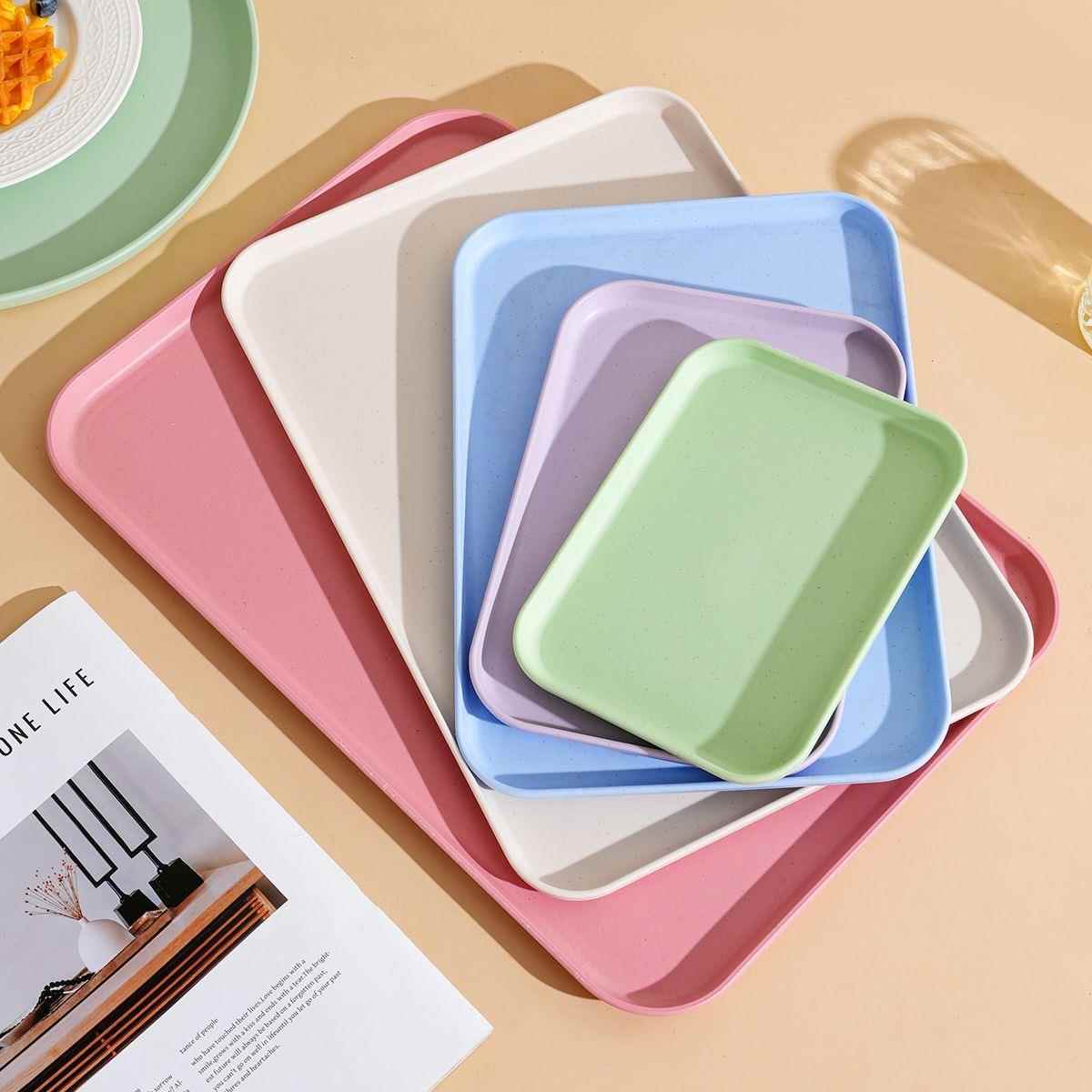 小麦托 托盘餐盘西餐高级感轻奢家用盘子沥水托 托盘长方形塑料茶