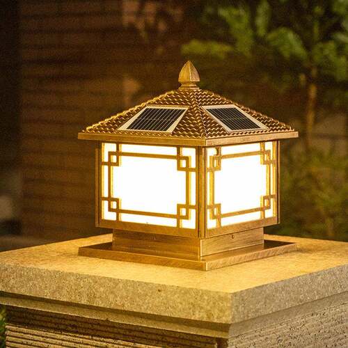 太阳能柱头灯庭院围墙led门柱灯别墅大门口柱子灯户外防水墙头灯