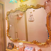 奢华复古做旧雕花镜洗手台壁挂镜子欧式 卫生间壁挂镜子 浴室镜法式