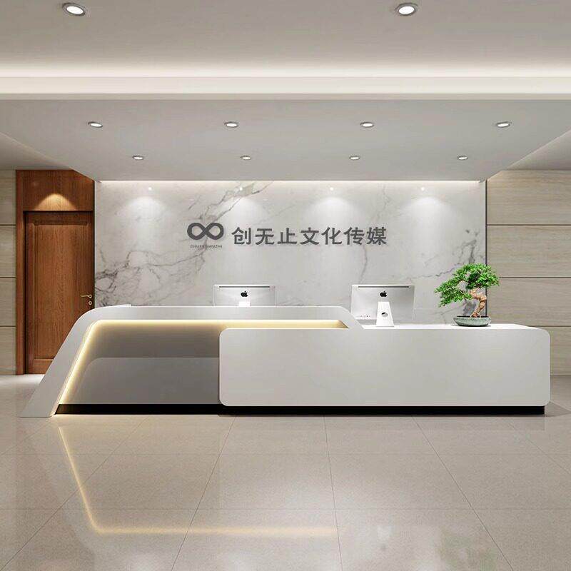 简约公司前台接待台酒店会所培训机构服务台吧台美容院收银台定制