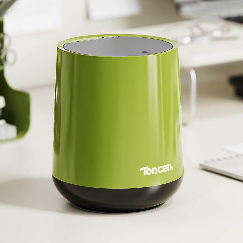 桌面垃圾桶高颜值按压式客厅轻奢杂物收纳桶办公桌家用带盖垃圾篓