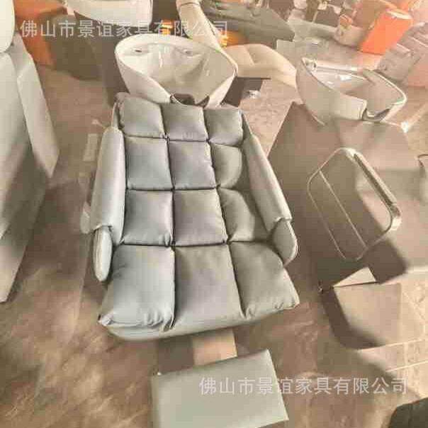 半躺式洗头床理发店洗头床发廊冲水床厂家直供陶瓷盆简约洗头床