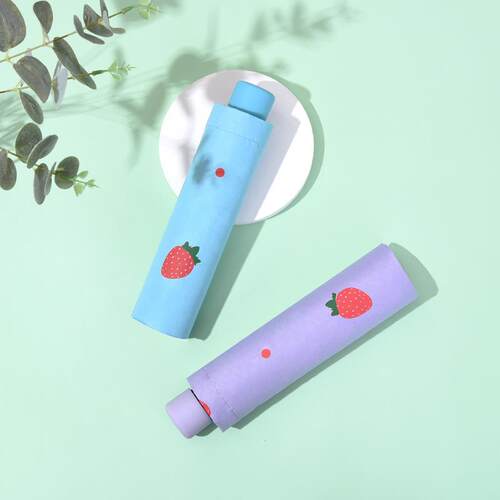 新款直销全自动水果儿童晴雨两用雨伞女三折广告遮阳折叠黑胶伞lo