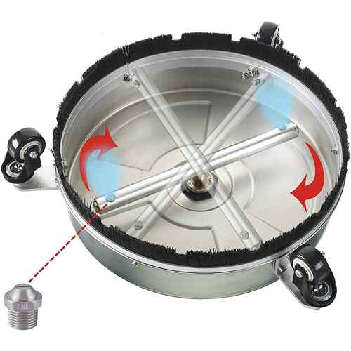 压力清洗机高压圆盘洗地器带轮子15英寸不锈钢带2根延长杆4000PSI