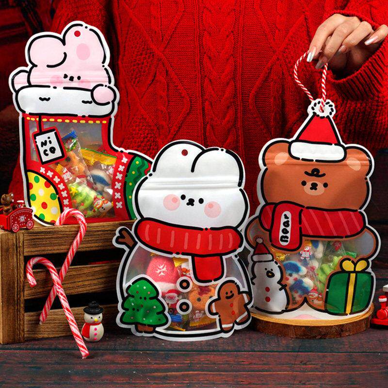 圣诞节袜子礼物袋儿童糖果袋饼干包装袋自封袋创意节日礼品袋密封