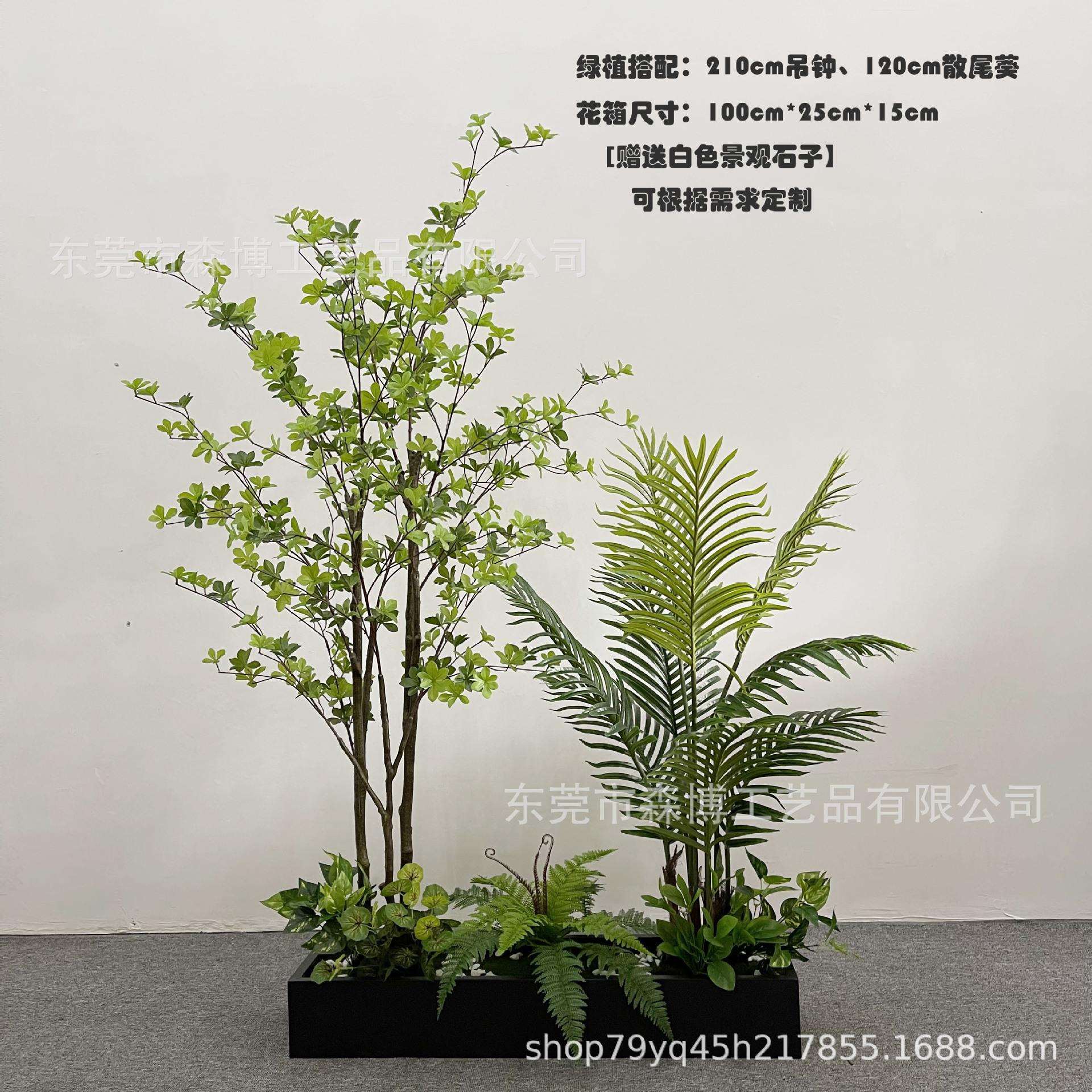 大型仿仙人掌造景装饰内橱窗绿植景观楼SB-LZHZ-梯真下仿室植物盆