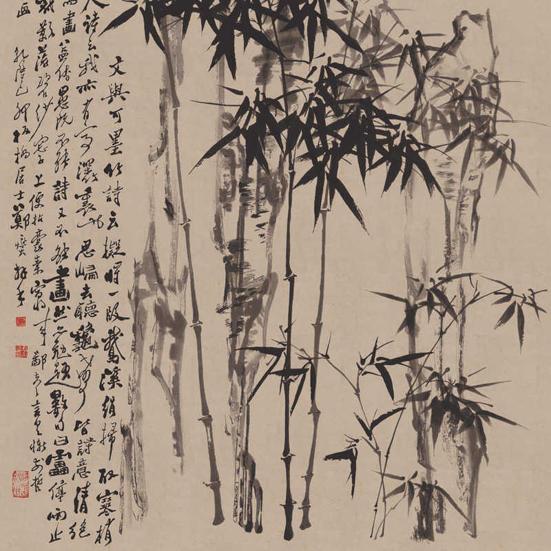 名人书法字画花鸟国画画芯批发郑板竹石图客厅装饰挂画酒店配画