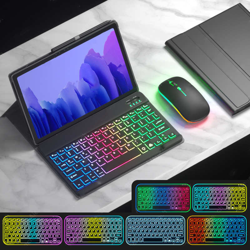 适用iPad10代10.9平板保护套 Pro11发光蓝牙键盘鼠标平板硅胶皮套