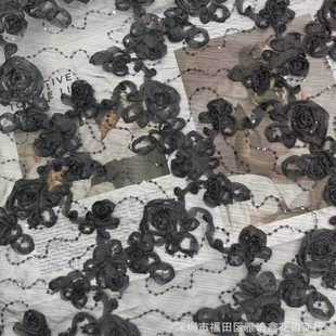 多色面料绣花 盘带立体花刺绣蕾丝花边水溶蕾丝花边布料