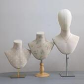 模特道具胸片模特架项链饰品围巾展示架人台胸模特可插针实木底座