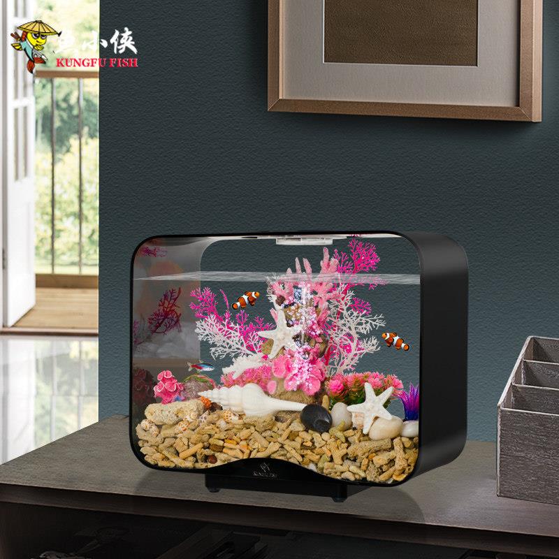 鱼缸客厅小型桌面智能生态金鱼缸过滤一体压克力底滤水族箱新款